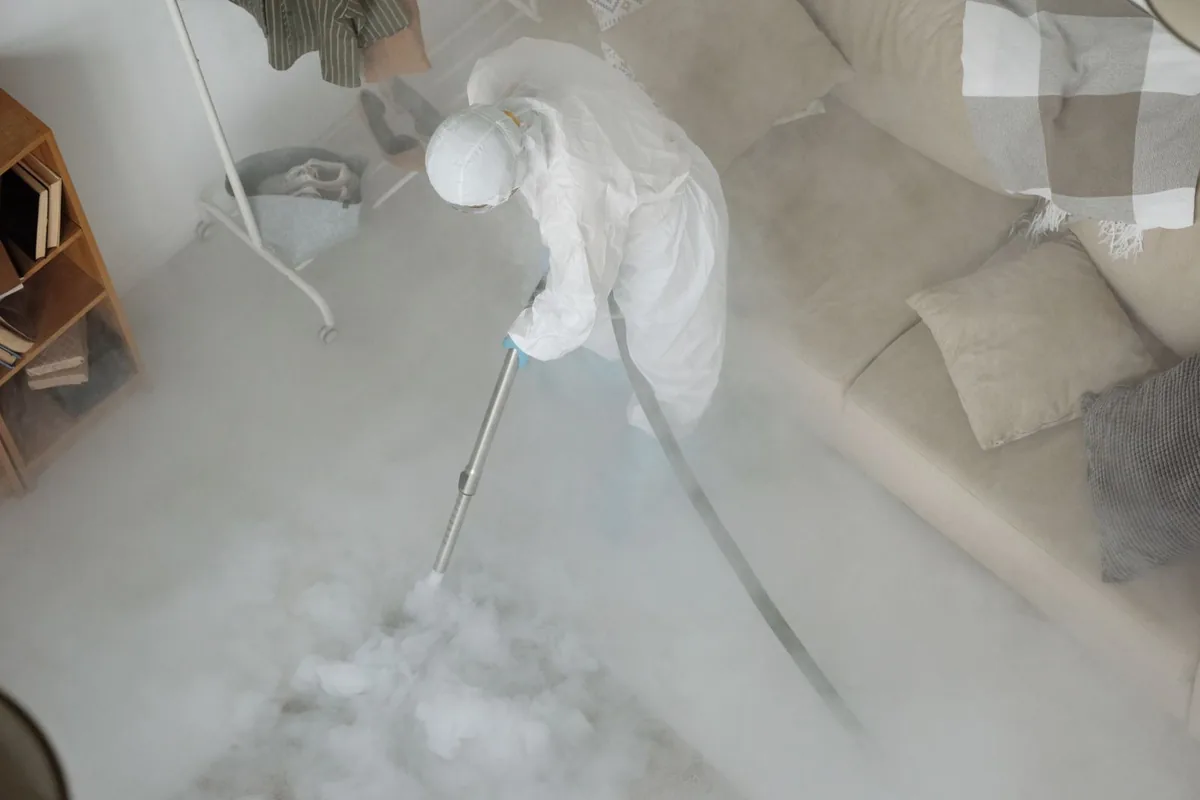 Biohazard cleanup technician in protective equipment, Deercreek, Jacksonville, FL